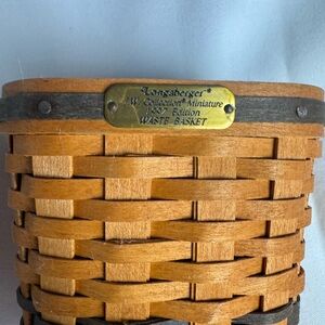 Longaberger Tan and Brown Waste Basket